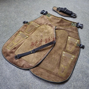 Top Quality Farriers Tools Full Leather Deluxe Chaps No Canvas Genuine 27'' Long Apron Best Gift Apron Pockets for Tools Magnets for Nails image 6