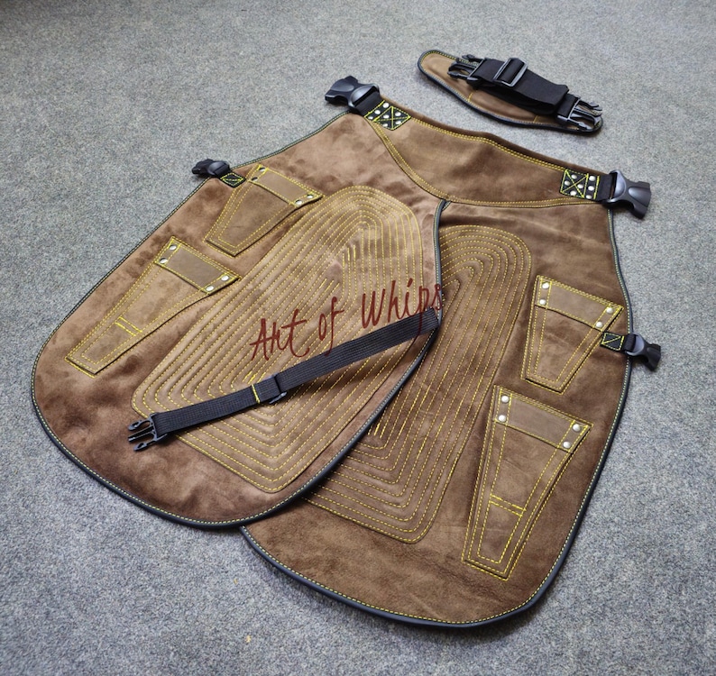 Top Quality Farriers Tools Full Leather Deluxe Chaps No Canvas Genuine 27'' Long Apron Best Gift Apron Pockets for Tools Magnets for Nails image 6