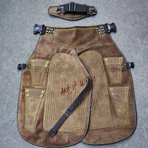 Top Quality Farriers Tools Full Leather Deluxe Chaps No Canvas Genuine 27'' Long Apron Best Gift Apron Pockets for Tools Magnets for Nails image 16