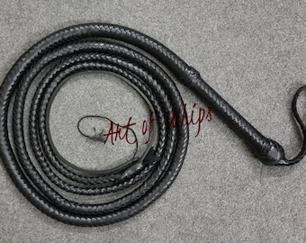 3 Feet Long 16 Plaits Top Grain Black Leather Flogger & Bullwhip Adult Whip Gift 