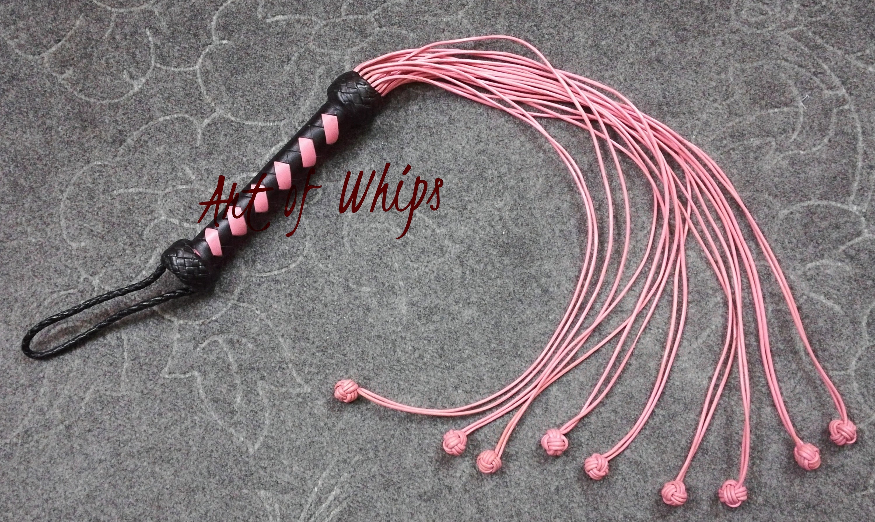Handmade Cowhide Leather Flogger – 9 Tails, Black, Heavy Duty Riding Crop By Leather Phobia