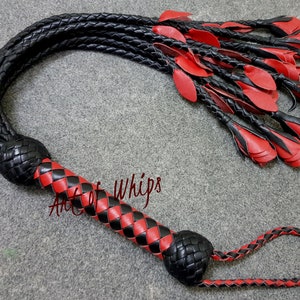 50 Falls Real Cowhide Suede Leather Flogger Purple Black Falls Braided