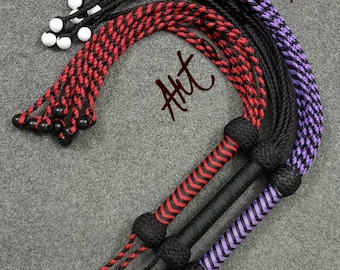 Fouet Australien Stock Whip En Paracorde Noire – 7 Pieds, Manche Bambou 18 Pouces