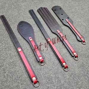 Premium Leather BDSM 5-Piece Kit | Flogger, Whip, and Paddle Set | Kink & Fetish Adult Gift Valentine day Special