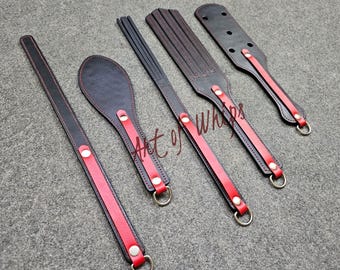 Premium Leather BDSM 5-Piece Kit | Flogger, Whip, and Paddle Set | Kink & Fetish Adult Gift Valentine day Special