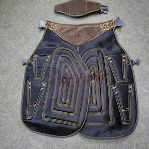 Top Quality Farriers Tools Full Leather Deluxe Chaps No Canvas Genuine 27'' Long Apron Best Gift Apron Pockets for Tools Magnets for Nails image 13