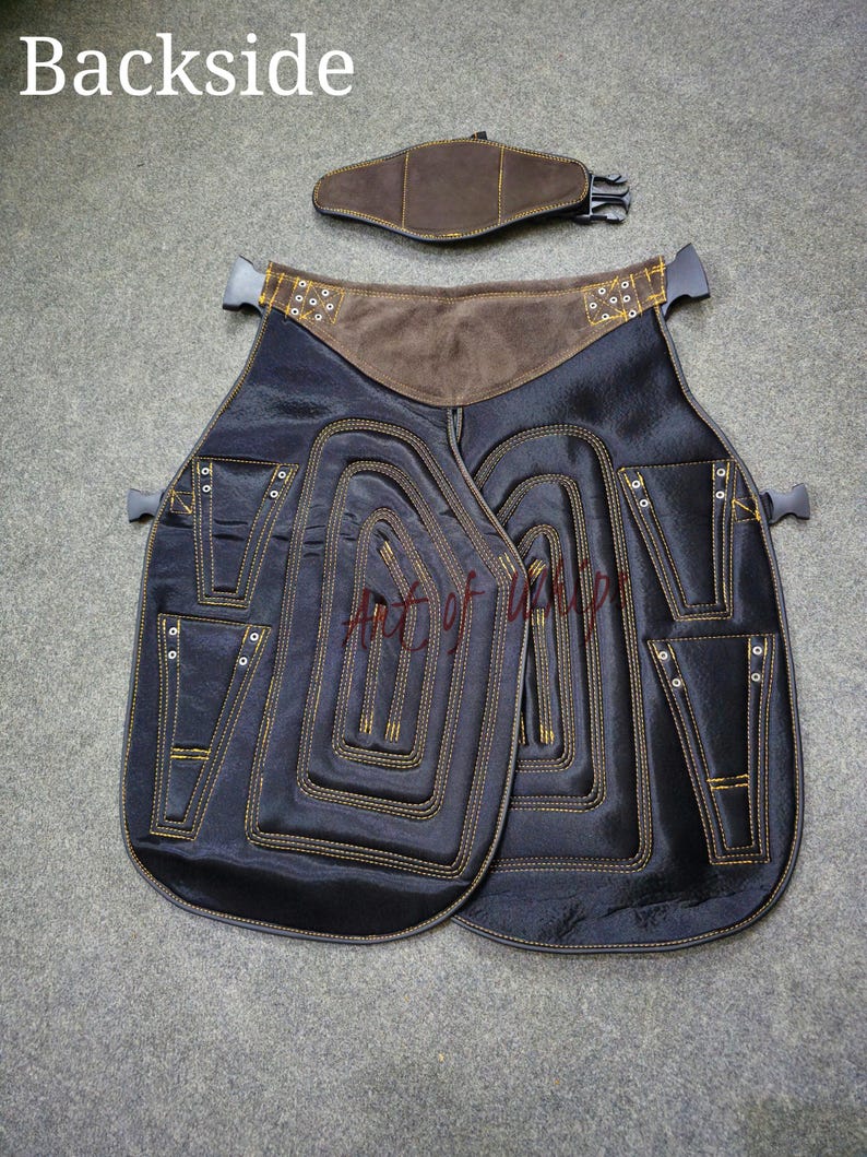 Top Quality Farriers Tools Full Leather Deluxe Chaps No Canvas Genuine 27'' Long Apron Best Gift Apron Pockets for Tools Magnets for Nails image 13