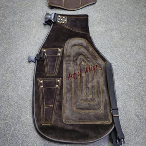 Top Quality Farriers Tools Full Leather Deluxe Chaps No Canvas Genuine 27'' Long Apron Best Gift Apron Pockets for Tools Magnets for Nails image 15