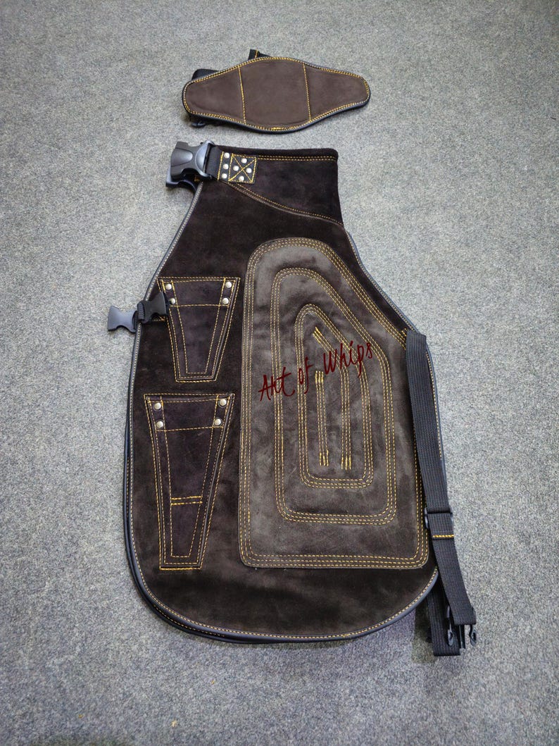 Top Quality Farriers Tools Full Leather Deluxe Chaps No Canvas Genuine 27'' Long Apron Best Gift Apron Pockets for Tools Magnets for Nails image 15