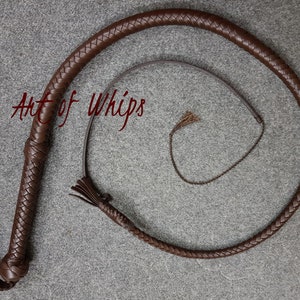 4 Feet 12 Plaits Chocolate Brown Whip Real Top Grain Leather Heavy Duty Bullwhip Handcrafted for Training and Spanking Fetish Fashion