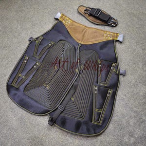 Top Quality Farriers Tools Full Leather Deluxe Chaps No Canvas Genuine 27'' Long Apron Best Gift Apron Pockets for Tools Magnets for Nails image 5