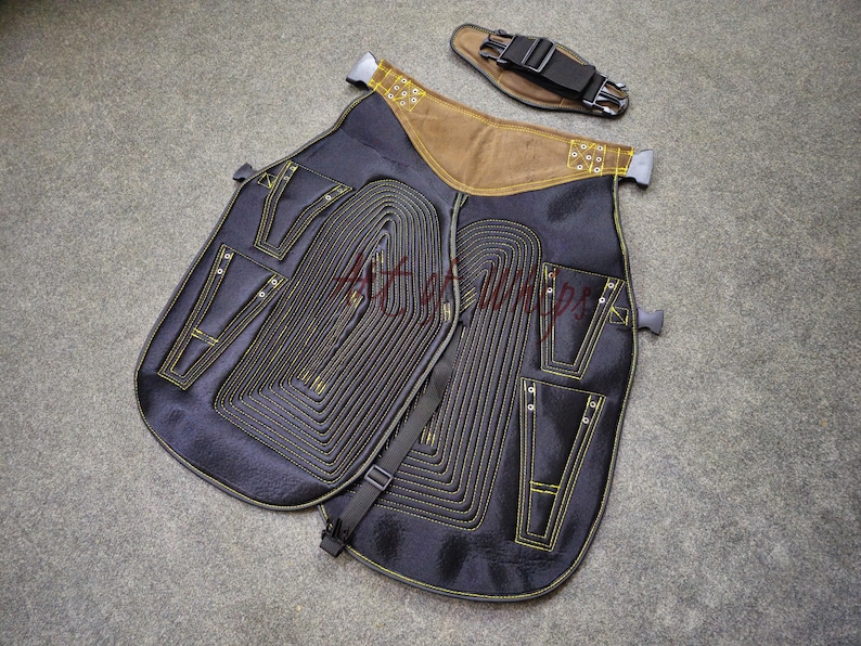 Top Quality Farriers Tools Full Leather Deluxe Chaps No Canvas Genuine 27'' Long Apron Best Gift Apron Pockets for Tools Magnets for Nails image 5