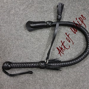 Whip Flogger Bullwhip 2.8 Feet 12 Plait Genuine Kangaroo Premium Leather Nagayka Kamcha Whip Spanking Fetish Fashion Adult Whip Black