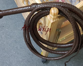 4-16 Feet 12 Plaits Dark Brown Genuine Top Grain Leather Heavy Duty Bullwhip Professional Cracking BDSM Gift Indiana Jones Style Fetish Whip