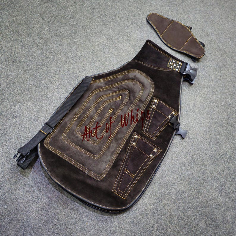 Top Quality Farriers Tools Full Leather Deluxe Chaps No Canvas Genuine 27'' Long Apron Best Gift Apron Pockets for Tools Magnets for Nails image 9