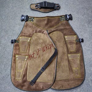 Top Quality Farriers Tools Full Leather Deluxe Chaps No Canvas Genuine 27'' Long Apron Best Gift Apron Pockets for Tools Magnets for Nails image 3