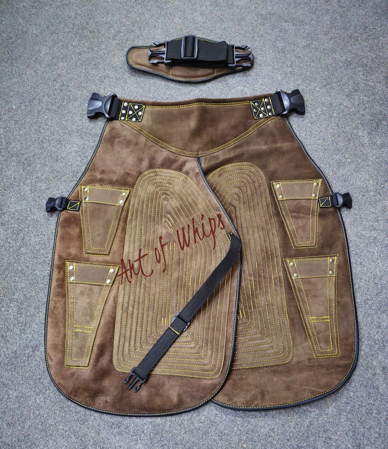 Top Quality Farriers Tools Full Leather Deluxe Chaps No Canvas Genuine 27'' Long Apron Best Gift Apron Pockets for Tools Magnets for Nails image 3