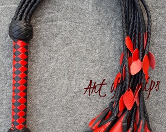 Two Flogger robuste en cuir de vache véritable 9 tressés