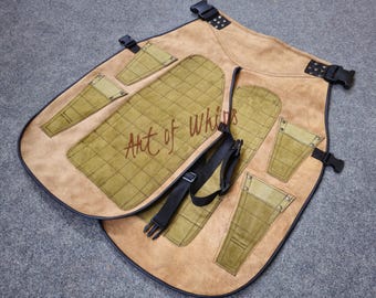 Premium Suede Split Leg Farrier Apron | Cowhide Blacksmith Chaps with Dual Tool Pockets and Adjustable Quick-Release Belt