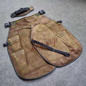 Top Quality Farriers Tools Full Leather Deluxe Chaps No Canvas Genuine 27'' Long Apron Best Gift Apron Pockets for Tools Magnets for Nails image 10