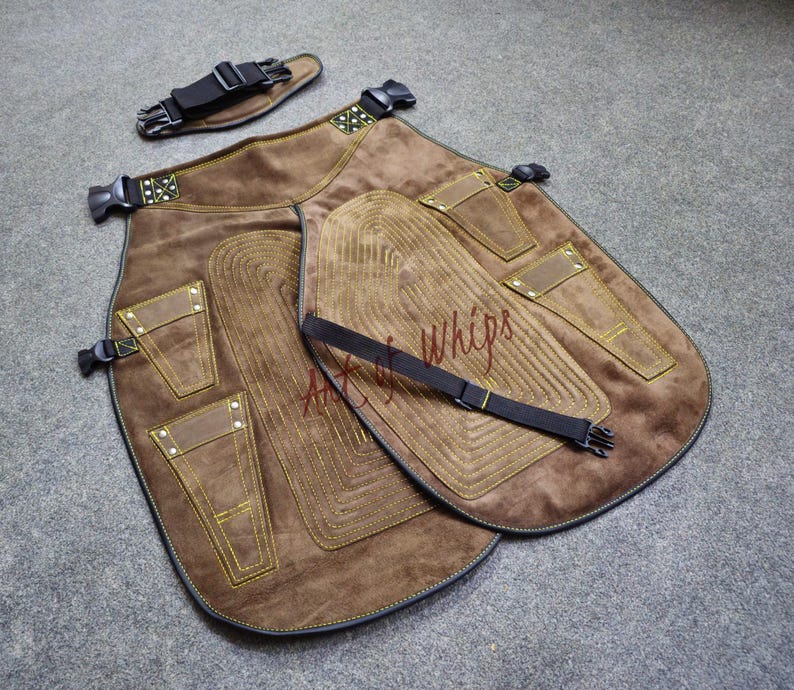 Top Quality Farriers Tools Full Leather Deluxe Chaps No Canvas Genuine 27'' Long Apron Best Gift Apron Pockets for Tools Magnets for Nails image 10