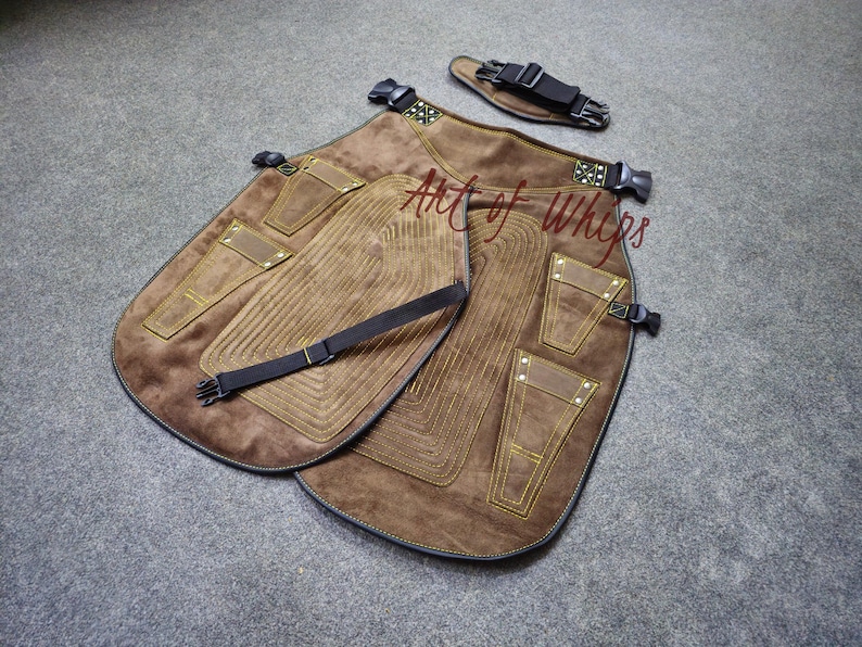 Top Quality Farriers Tools Full Leather Deluxe Chaps No Canvas Genuine 27'' Long Apron Best Gift Apron Pockets for Tools Magnets for Nails Apron 1
