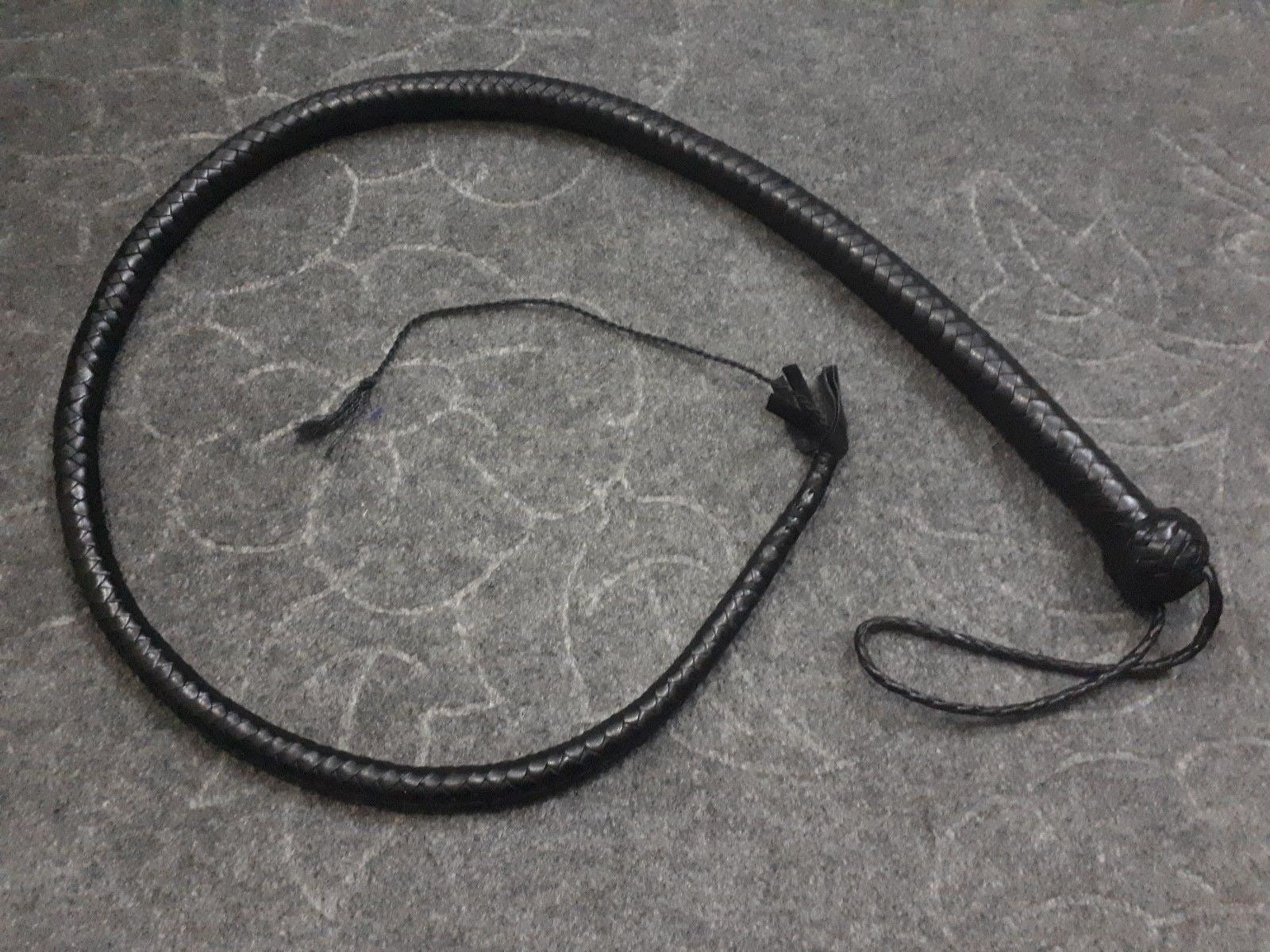 4 Feet Long 12 Plaits Genuine Leather Signal Whip and Flogger Snake Bullwhip 