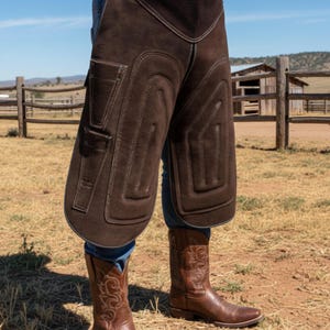 Top Quality Farriers Tools Full Leather Deluxe Chaps No Canvas Genuine 27'' Long Apron Best Gift Apron Pockets for Tools Magnets for Nails image 18