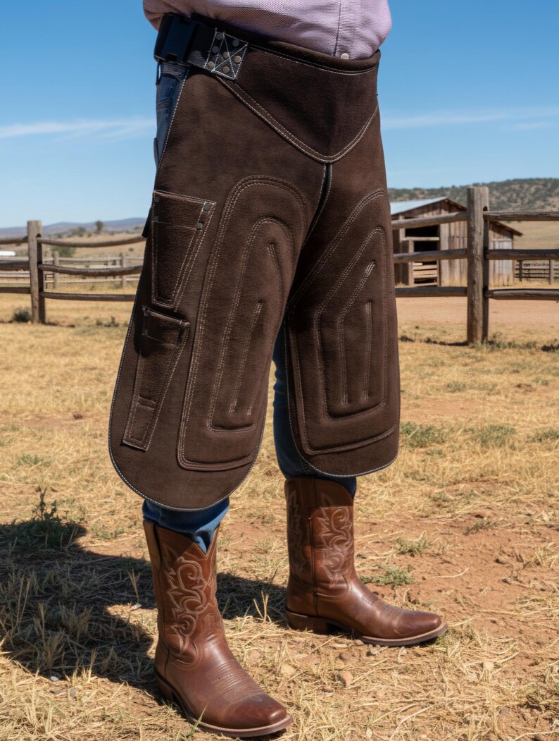Top Quality Farriers Tools Full Leather Deluxe Chaps No Canvas Genuine 27'' Long Apron Best Gift Apron Pockets for Tools Magnets for Nails image 18