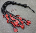 Cat of 9 Tails Genuine Thick Leather Flogger Red Roses & Petals Flowers Whip for Beginner Slave Whipping BDSM Fetish Spanking Bullwhip