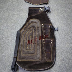 Top Quality Farriers Tools Full Leather Deluxe Chaps No Canvas Genuine 27'' Long Apron Best Gift Apron Pockets for Tools Magnets for Nails image 17