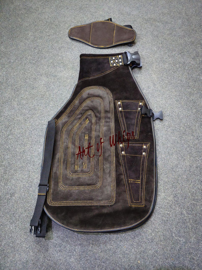 Top Quality Farriers Tools Full Leather Deluxe Chaps No Canvas Genuine 27'' Long Apron Best Gift Apron Pockets for Tools Magnets for Nails image 17