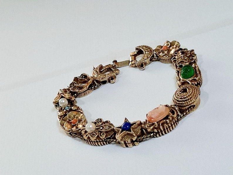 Goldette New York Vintage Slide Bracelet with Gems and