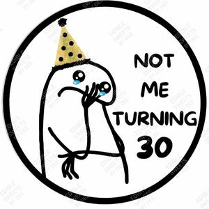 Not Me Turning 30 Edible Image for Cakes,  Cupcakes, Cookies on PREMIUM Sheets! (ANY AGE)
