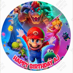 Mario Galaxy Birthday Edible Cake Topper, Cupcake & Cookie Image on PREMIUM SHEETS!