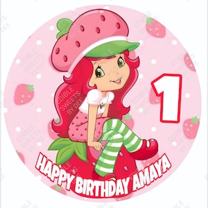 Strawberry Shortcake Birthday Edible Cupcake, Cake, Cookie Image Toppers PREMIUM sheets