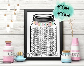Weight Loss Tracker Printable Jar 150lbs / 150kg Motivational Slimming World Weight Watchers - instant download