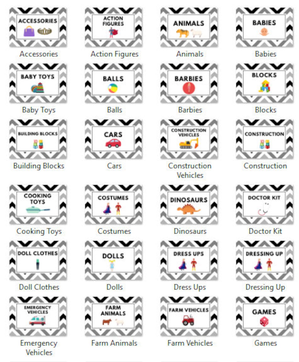 Toy Box Labels / Toy Bin Labels Toy Organization Etsy