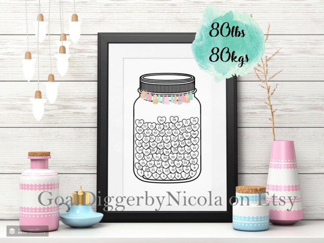 Weight Loss Tracker Printable Jar 80lbs / 80kg Motivational - Etsy
