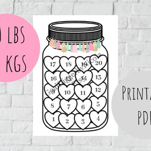 Weight Loss Tracker Printable Jar 20lbs / 20kg Motivational - Etsy