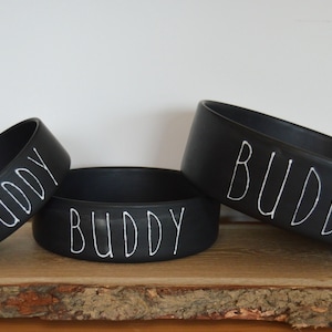 Matt black, personalized ceramic bowls in 3 sizes