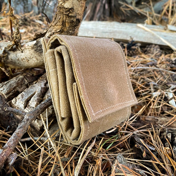 Pochette de ceinture de recherche de nourriture Bushcraft en toile cirée faite à la main