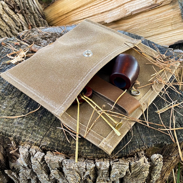 Waxed Canvas Pipe Pouch | Tobacco Pouch | Smoking Pipe Case