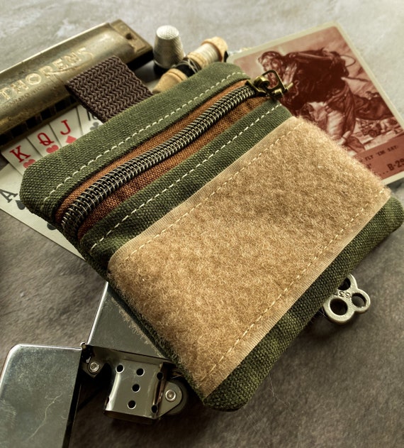 Waxed Canvas EDC 4x4 Pocket Organizer With Velcro for Ranger Eyes, EDC  Pouch, Small Coin Pouch, Zip Pouch, Everyday Carry, Knife Pouch 