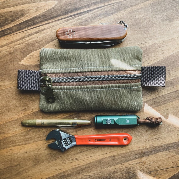 EDC Pouch | Waxed Canvas | Zipper Pouch | Pocket Organizer for Everyday  Carry