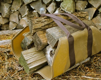 Waxed Canvas Firewood Log Carrier