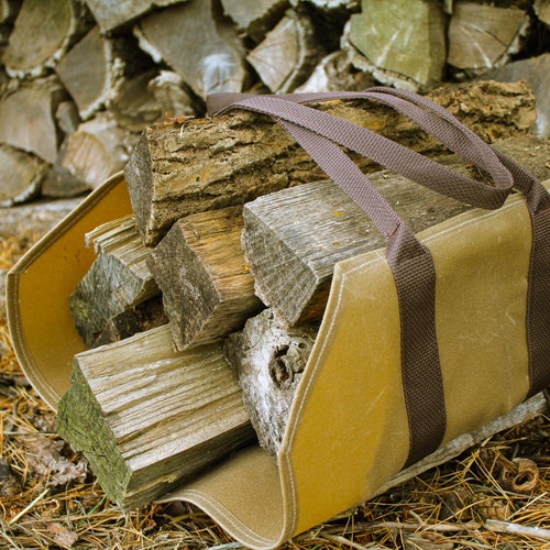 Waxed Canvas Firewood Log Carrier Etsy