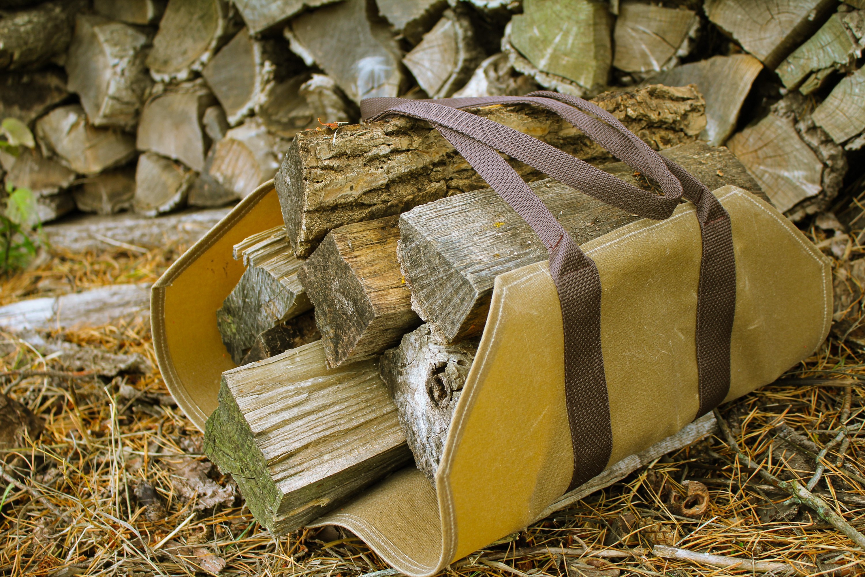 Waxed Canvas Firewood Log Carrier Etsy