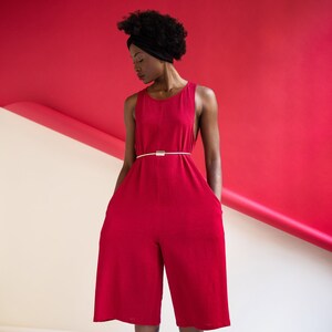 Red Cotton Jumpsuit