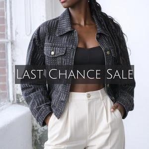 Black Printed Cotton Denim Jacket – African Print Unisex Jacket with Inside & Outside Pockets